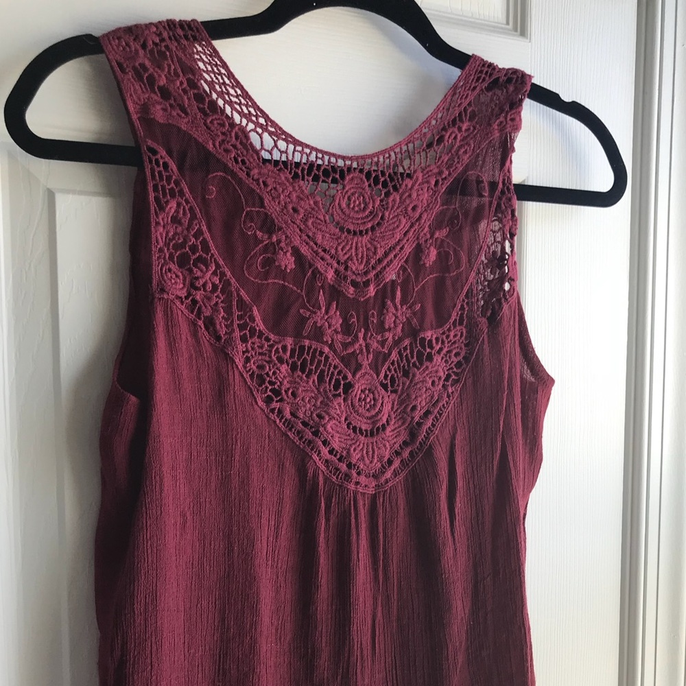 CRANBERRY long lace sleeveless top